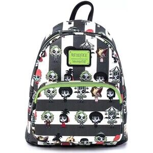 Loungefly Beetlejuice Chibi Mini Backpack Double Shoulder Strap Bag Purse